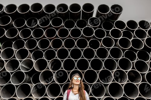 Preview: Woman on the tubes background