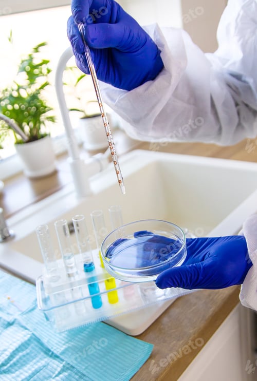Preview: Tap water samples for analysis. Selective focus.