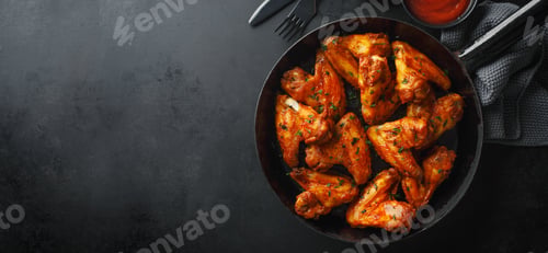 Preview: Chicken wings grilled in sauce on pan