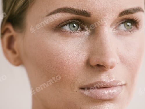 Preview: Natural beauty skin woman face close up macro model beauty