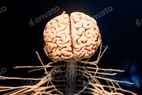 Preview: Representation of a brain and the nerve links that go down the spinal cord.