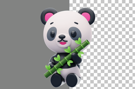 Preview: Panda Eating Young Bamboo 3D Illustration