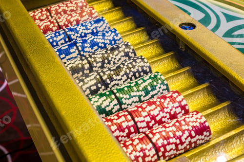 Preview: gambling chips on a game table roulette