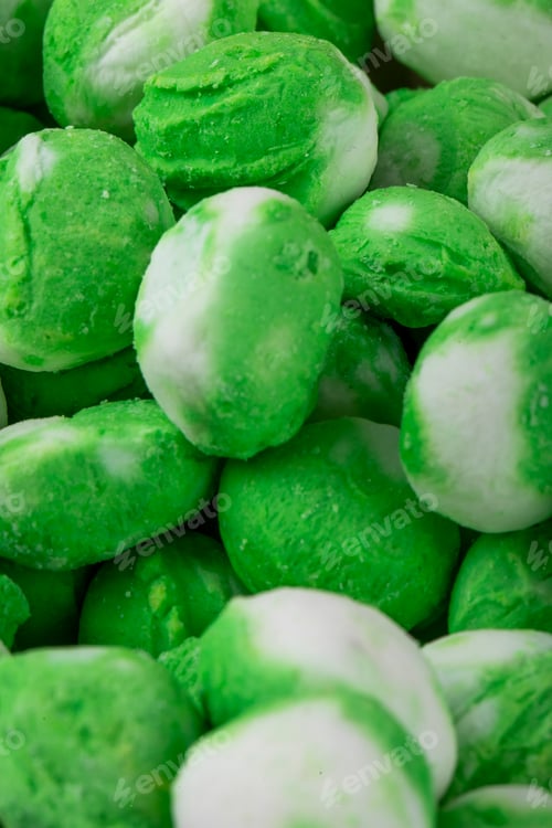 Preview: close up view of green sweet sugar candies