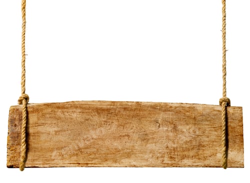 Preview: Wooden sign hanging from rope