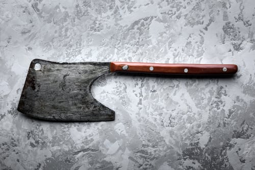 Preview: Old rustic axe for meat on grunge background