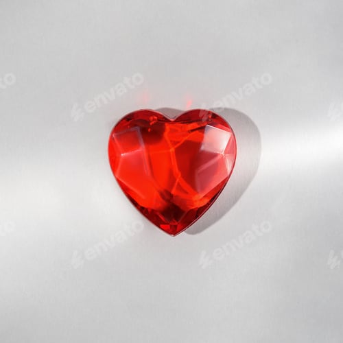 Preview: Creative concept of love. Glass red heart on a gray background.