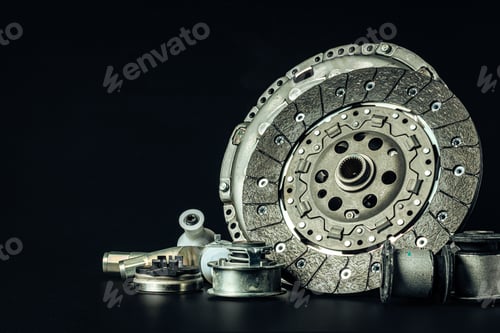 Preview: Car break disc on black background close up