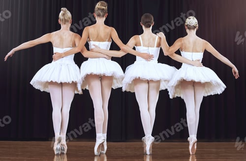 Preview: Ballet women at stage dance performance or show performing elegant abstract dancing routine back vi