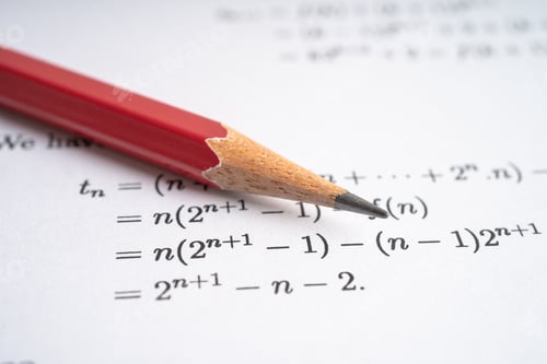 Preview: Pencil on mathematic formula exercise test paper in education school.