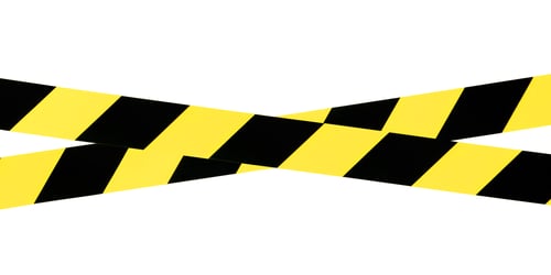 Preview: Diagonal black and yellow striped caution tape or barricade isolated on white background clipping