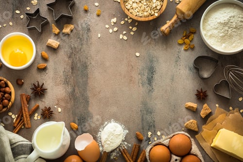 Preview: Ingredients for cooking baking. Top view
