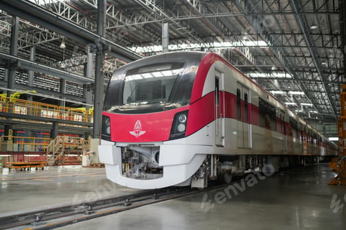 Preview: The Red Line train stops at a maintenance facility at Bang Sue Central Station, Bangkok, Thailand