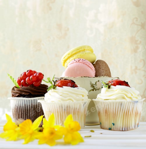 Preview: dessert cupcakes on the table for treats