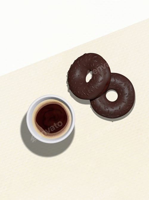 Preview: Chocolate Donuts and a Cup of Dark Coffee