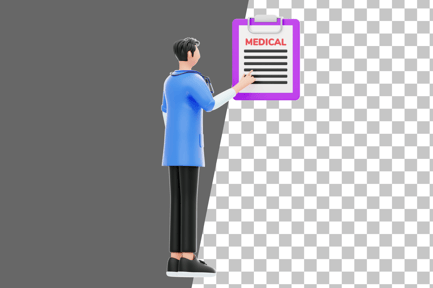 Preview: Doctor Reading a Medical Chart 3D Illustration