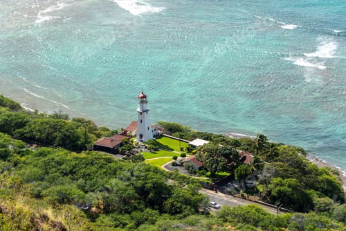Preview: Aerial view of Diamond Head Lighthouse in Honolulu.
