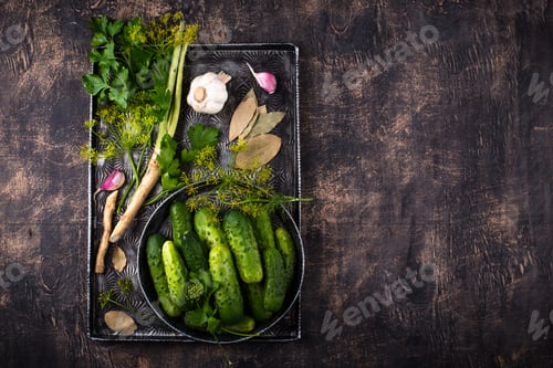 Preview: Ingredients for pickled or marinated cucumber