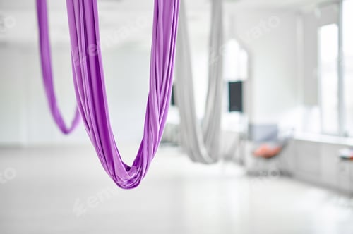 Preview: Aerial yoga, hammock, studio interior, nobody