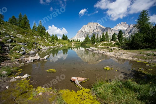 Preview: Lago di Limides, alpine lake in the Dolomites.