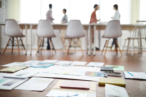 Preview: Project Plans on Floor in Office