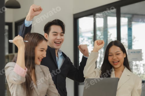 Preview: folks of businesspeople smiled with satisfaction because of they achieved their goal which is signin