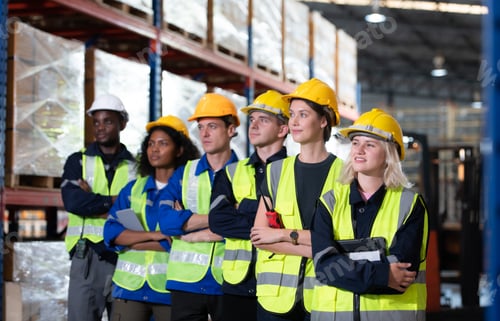 Preview: Portrait of worker in an auto parts warehouse,