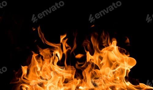 Preview: Flames of fire on black background