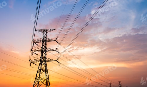 Preview: silhouette of high voltage electrical pole structure