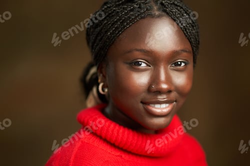 Preview: Calm happy black woman looking at camera