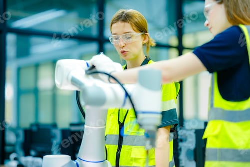 Preview: engineering students in a high-tech university lab collaborate on a robotics