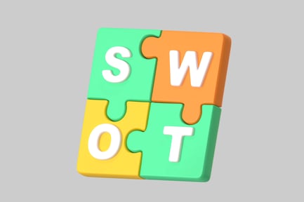 Preview: Abstract puzzle piece with the letters S, W, O, and T.
