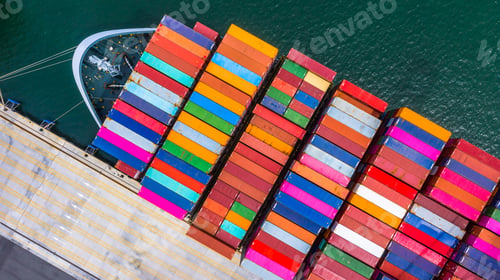 Preview: Container ship global business freight import export logistic transportation.