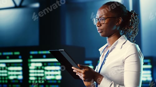Preview: Woman strolls through data center rows