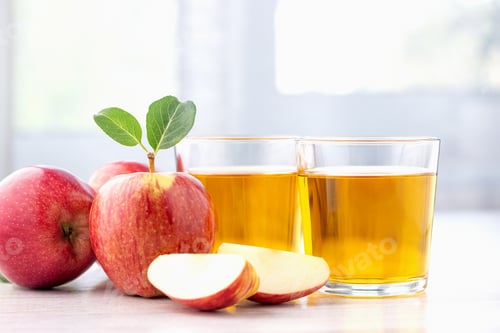 Preview: Glass of apple juice and ripe red apples
