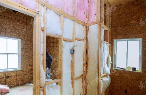 Preview: Building under construction and renovation inside wall heat isolation with mineral wool in wooden