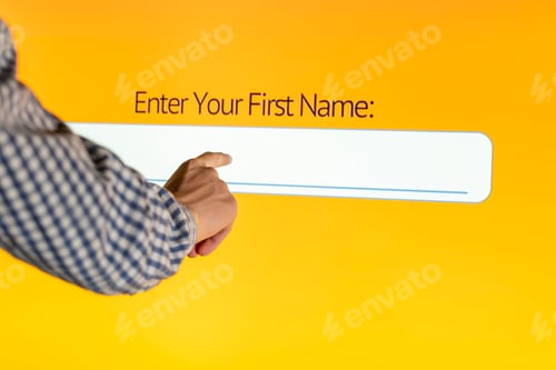 Preview: hand enter the name on a touch panel screen d