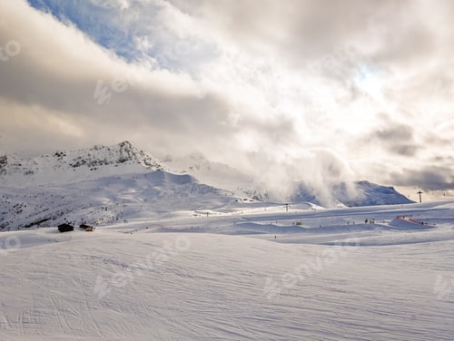 Preview: Mountains and skiing in Les Contamines, French alps.