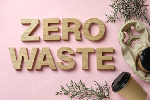 Preview: Eco friendly zero waste concept on pink background