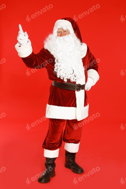 Preview: Happy authentic Santa Claus on red background