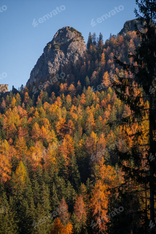 Preview: Autumn mountain landscape at Passo Giau in The Dolomites South Tyrol Italy