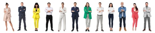 Preview: Group of different men and women on white background