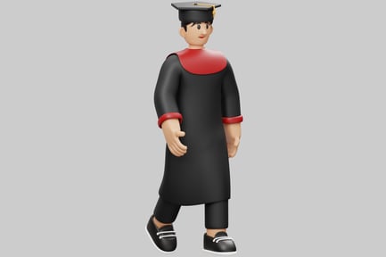 Preview: Graduate in black robe and cap