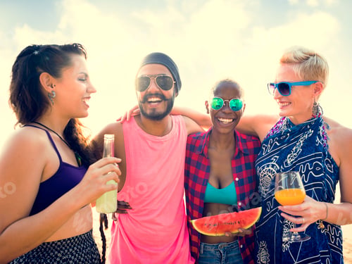 Preview: Diverse Young People Fun Beach Concept