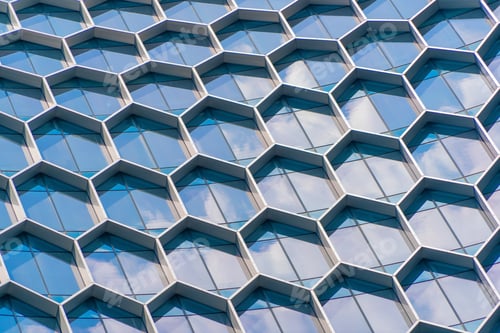 Preview: Office buildings windows. Glass architecture facade design with reflection