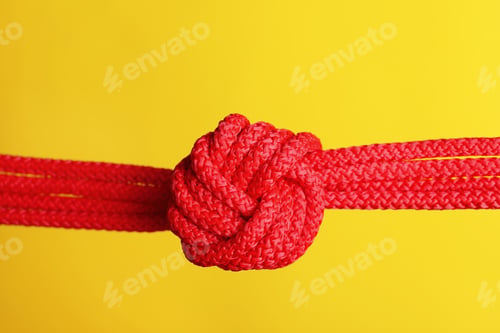 Preview: Red rope with knot on color background