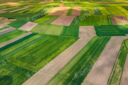Preview: Colorful Farmlands and Agriculture Landscape in Poland at Spring. Aerial Drone View