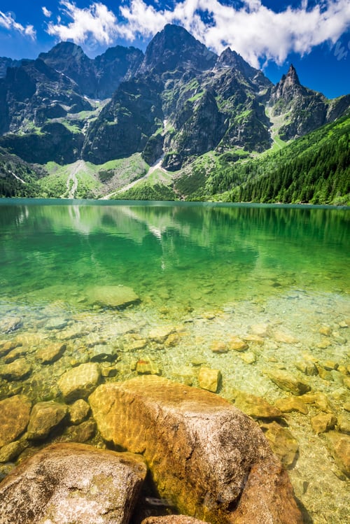 Preview: Stunning blue lake in the mountains in summer, Poland, Europe