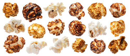 Preview: Assortment of Caramel and Plain Popcorn on White
