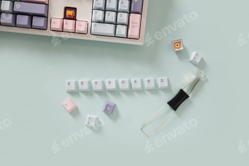 Preview: Modern mechanical keyboard. Minimal style and design keyboard. Custom build keyboard.